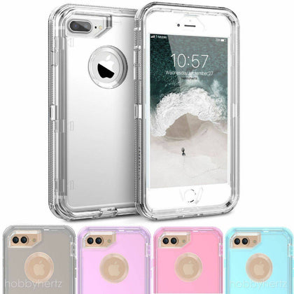 For iPhone 6 6S 7 8 X Plus Clear Defender Transparent Case (Clip Fits Otterbox) - Place Wireless