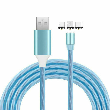 Magnetic LED Light Up USB Phone Lightning Charging Cable For iPhone Type C Micro - Place Wireless