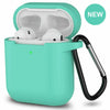 For AirPods Silicone Case + Keychain Protective Cover Skin For AirPod Case 2 & 1