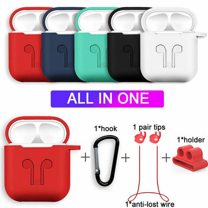 Strap Holder & Silicone Case Cover For Apple AirPod Air Pod Accessories AirPods - Place Wireless