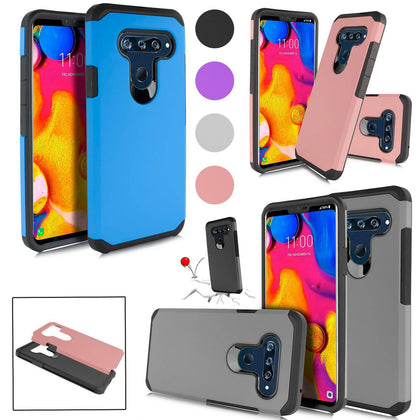 for LG V40, V40 ThinQ 2018 Heavy Duty Defender Impact Shockproof Hybrid Case - Place Wireless