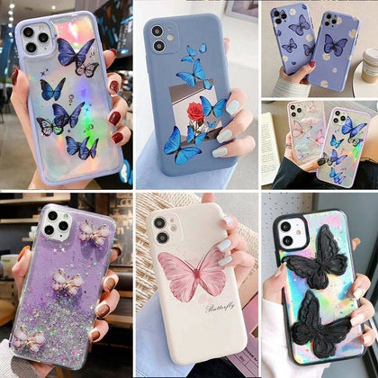 For iPhone 12 ,mini ,11 Pro Max, X/XR/Xs Max, 7/8+, Butterfly Soft Silicone Case - Place Wireless