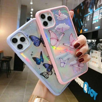 For iPhone 12 ,mini ,11 Pro Max, X/XR/Xs Max, 7/8+, Butterfly Soft Silicone Case - Place Wireless