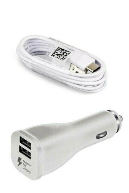 Fast DUAL Car Charger + Type-C Cable For Samsung LG Motorola - Place Wireless
