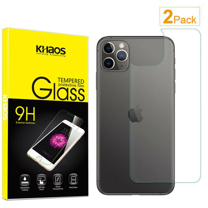 2-Pack Khaos For Apple iphone 11 Pro Max Tempered Glass Back Screen Protector - Place Wireless