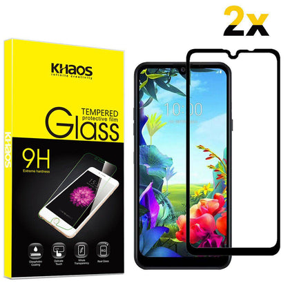 2-Pack Khaos For LG K40S Full Cover Tempered Glass Screen Protector -Black - Place Wireless