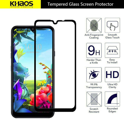 2-Pack Khaos For LG K40S Full Cover Tempered Glass Screen Protector -Black - Place Wireless