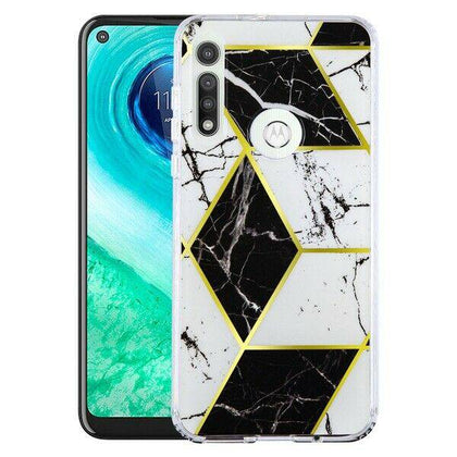 For Motorola Moto G FAST Case Marble Stone Pattern Hybrid Rubber Protector Cover - Place Wireless