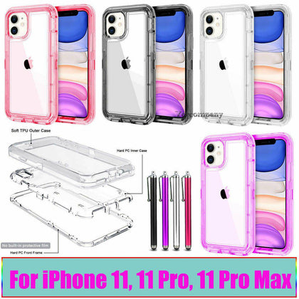 For iPhone 11 Pro XS Max XR X 8 7 6s Plus W/ Stand Belt Clip Clear Crystal Case - Place Wireless