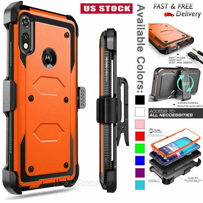 For Motorola Moto E (2020)/E7/E6 Phone Case Shockproof Belt Clip Kickstand Cover - Place Wireless