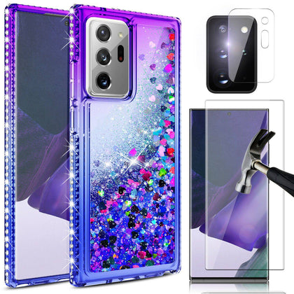 For Galaxy S21/S20 FE/Note 20/Ultra 5G Liquid Luxury Bling Case/Screen Protector - Place Wireless